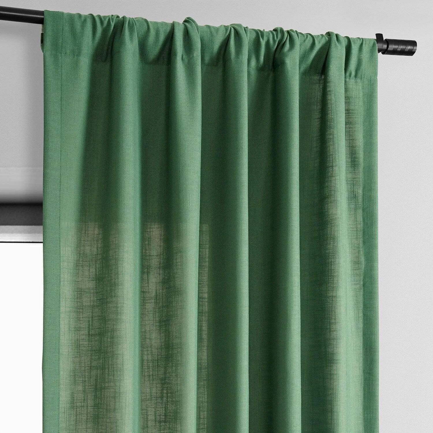 Green Classic Faux Linen Curtain 6 Green Classic Faux Linen Curtain - Image 4