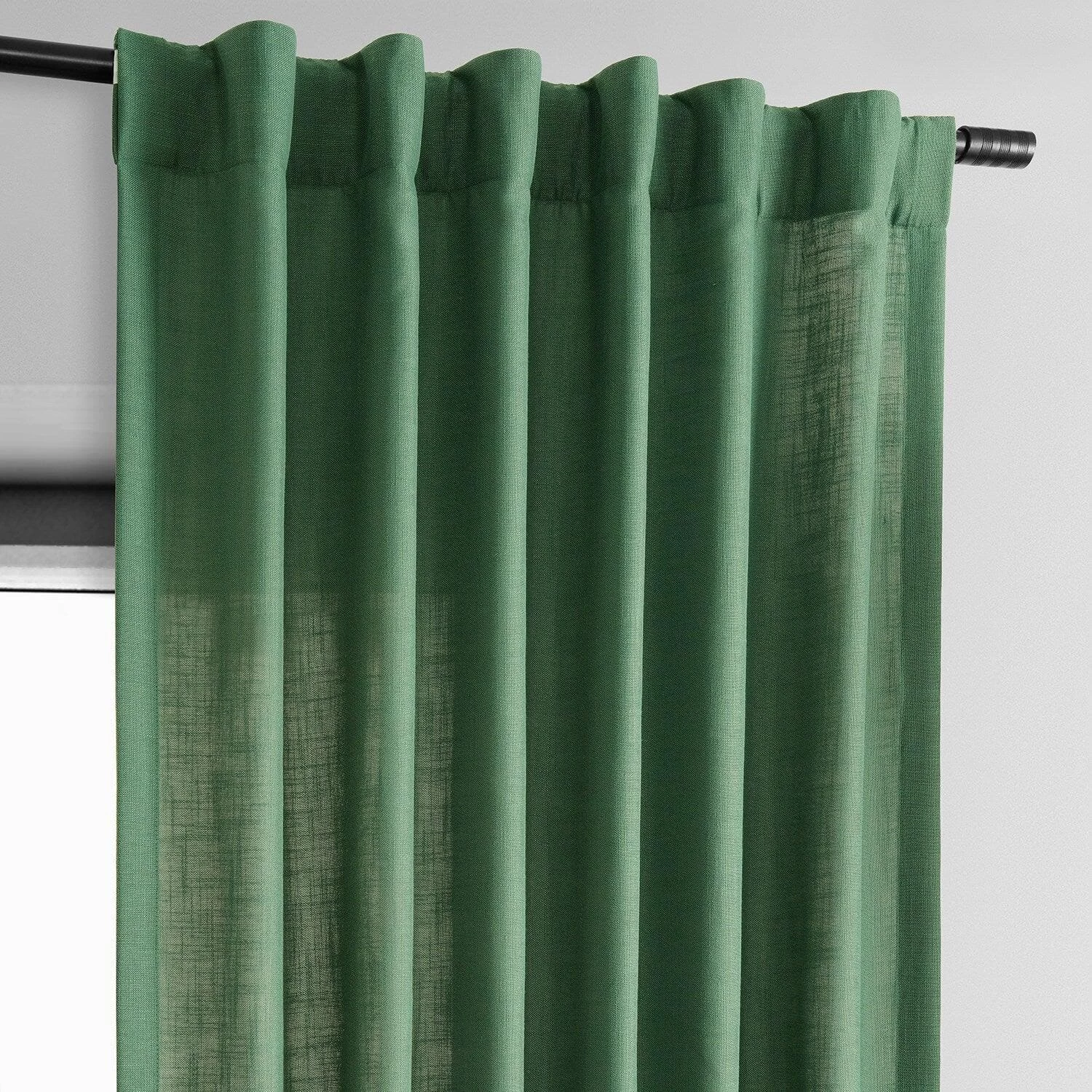 Green Classic Faux Linen Curtain 4 Green Classic Faux Linen Curtain - Image 2