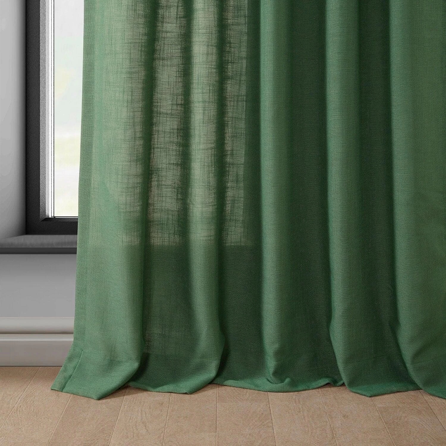 Green Classic Faux Linen Curtain 7 Green Classic Faux Linen Curtain - Image 5