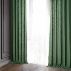 Green Classic Faux Linen Curtain 13 Green Classic Faux Linen Curtain -Chic Curtains Shop FLCH C922608 96997 5