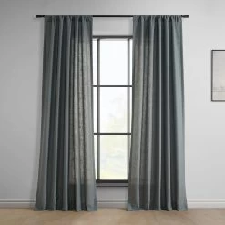 Dark Grey Classic Faux Linen Curtain