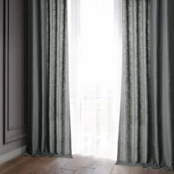 Dark Grey Classic Faux Linen Curtain -Chic Curtains Shop FLCH C922610 96999 5