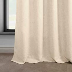 Parchment Cream Grommet Italian Faux Linen Curtain -Chic Curtains Shop FLCH FM20106 GR 63420 3
