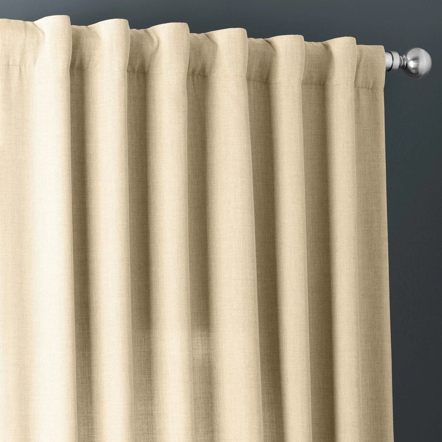 Sepia Tan Italian Faux Linen Curtain 5 Sepia Tan Italian Faux Linen Curtain - Image 3