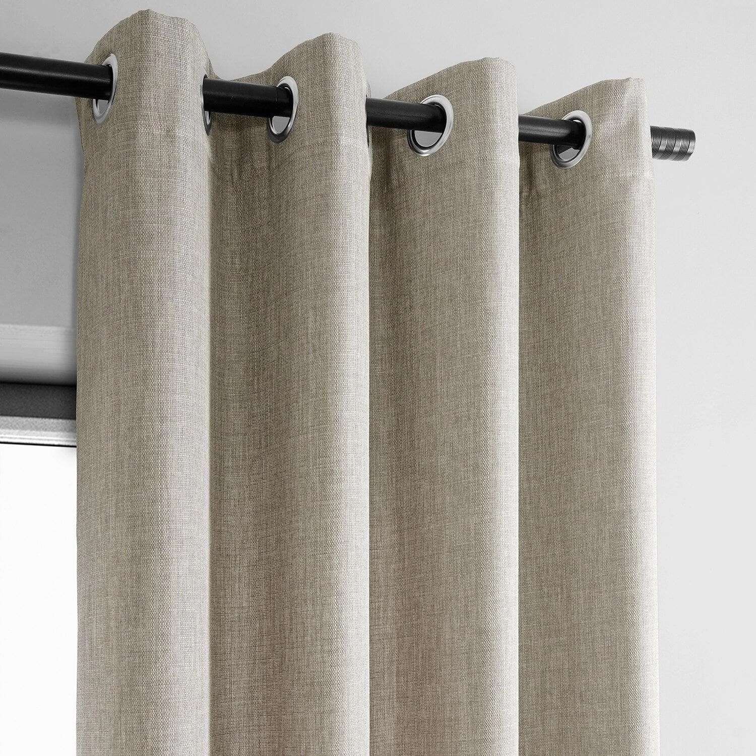 Fossil Grey Grommet Italian Faux Linen Curtain 4 Fossil Grey Grommet Italian Faux Linen Curtain - Image 2