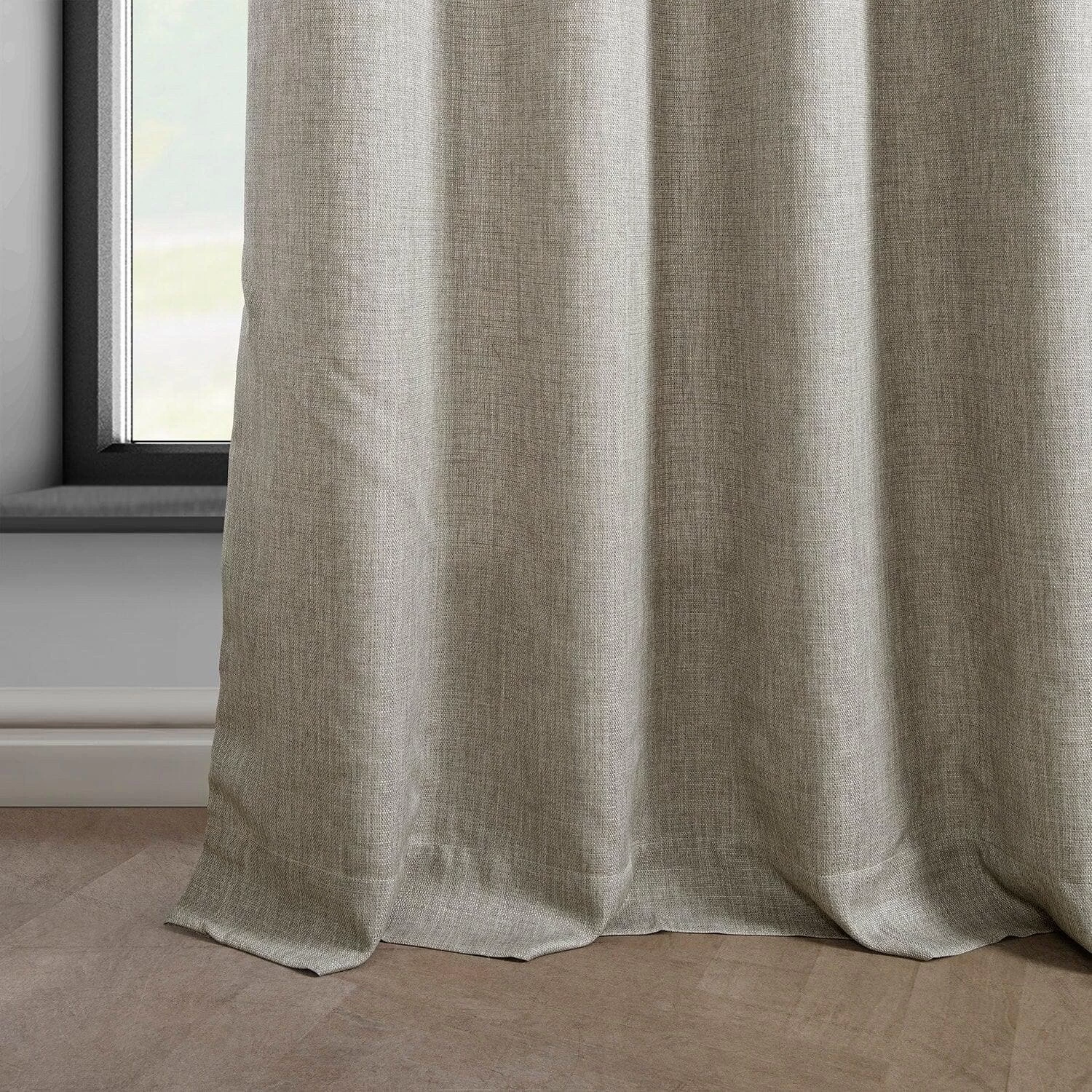 Fossil Grey Grommet Italian Faux Linen Curtain 6 Fossil Grey Grommet Italian Faux Linen Curtain - Image 4