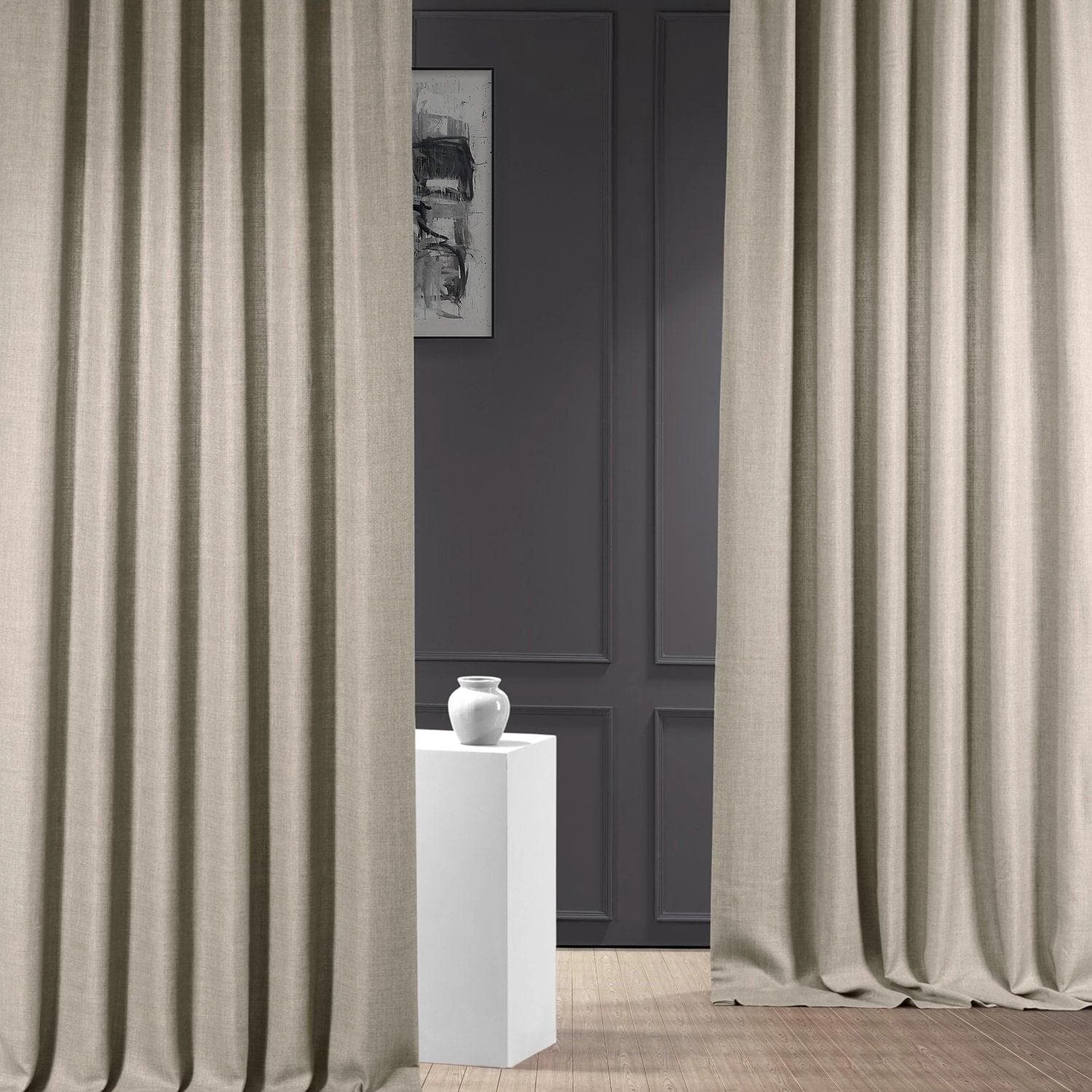 Fossil Grey Italian Faux Linen Curtain 8 Fossil Grey Italian Faux Linen Curtain - Image 6
