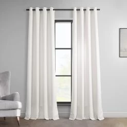 Magnolia Off White Grommet Italian Faux Linen Curtain