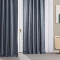 Sweden Blue Italian Faux Linen Curtain -Chic Curtains Shop FLCH FM20258 79887 1