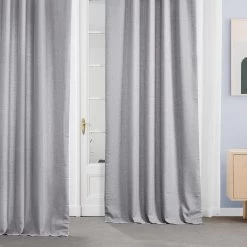 Portrait Grey Italian Faux Linen Curtain -Chic Curtains Shop FLCH FM20259 79886 1