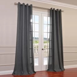 Phantom Grey Grommet Faux Linen Curtain -Chic Curtains Shop FLCH YL79721 GR 25676 2