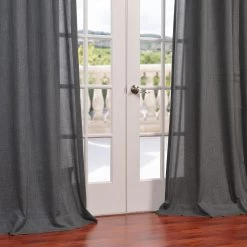 Phantom Grey Grommet Faux Linen Curtain -Chic Curtains Shop FLCH YL79721 GR 25676 3