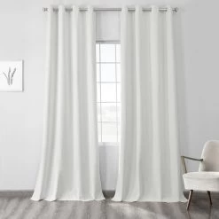Starlight Off White Grommet Thermal Cross Linen Weave Blackout Curtain