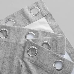 Millennial Grey Grommet Thermal Cross Linen Weave Blackout Curtain -Chic Curtains Shop FLCW CBO1911 GR 58717 2