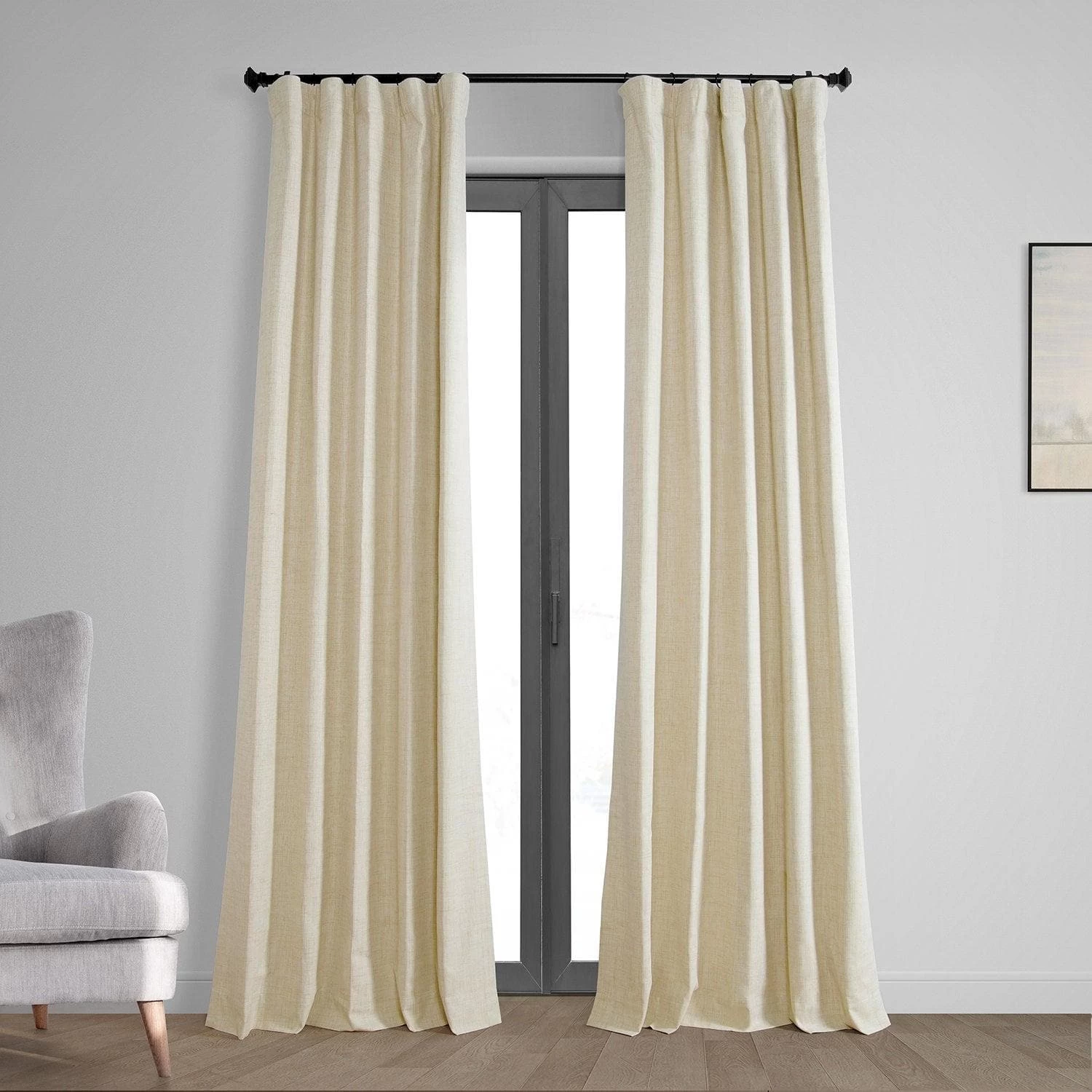 Natural Light Beige Thermal Cross Linen Weave Blackout Curtain 3 Natural Light Beige Thermal Cross Linen Weave Blackout Curtain