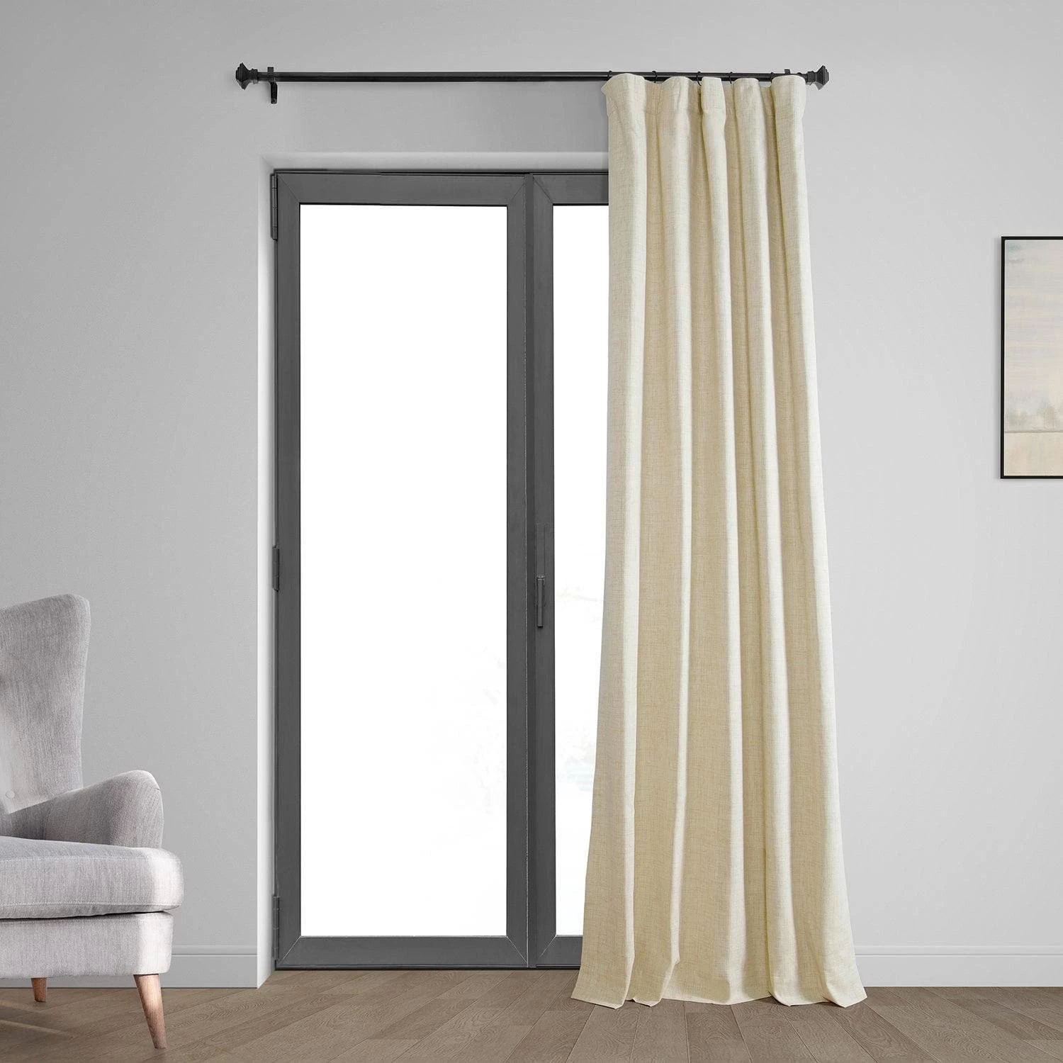 Natural Light Beige Thermal Cross Linen Weave Blackout Curtain 8 Natural Light Beige Thermal Cross Linen Weave Blackout Curtain - Image 6