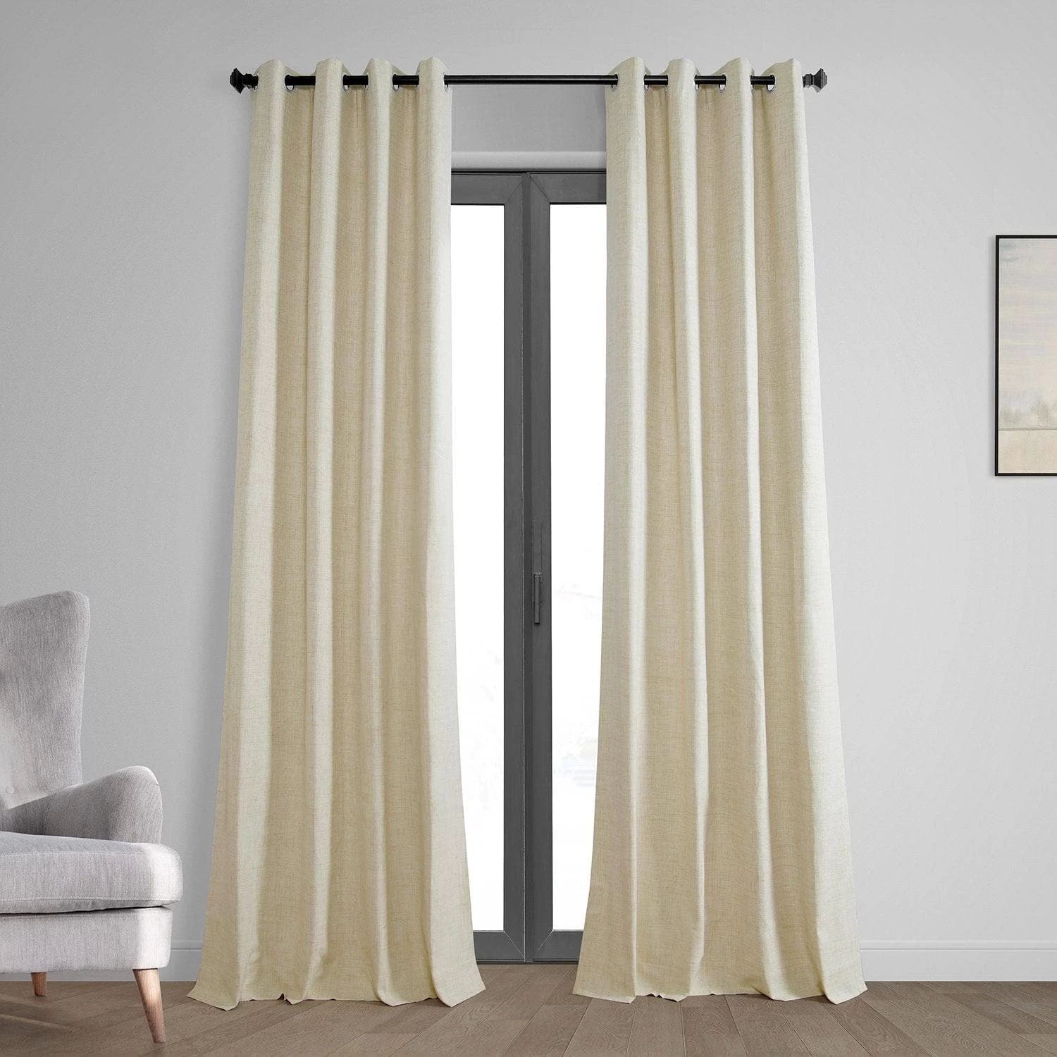 Natural Light Beige Grommet Thermal Cross Linen Weave Blackout Curtain 3 Natural Light Beige Grommet Thermal Cross Linen Weave Blackout Curtain