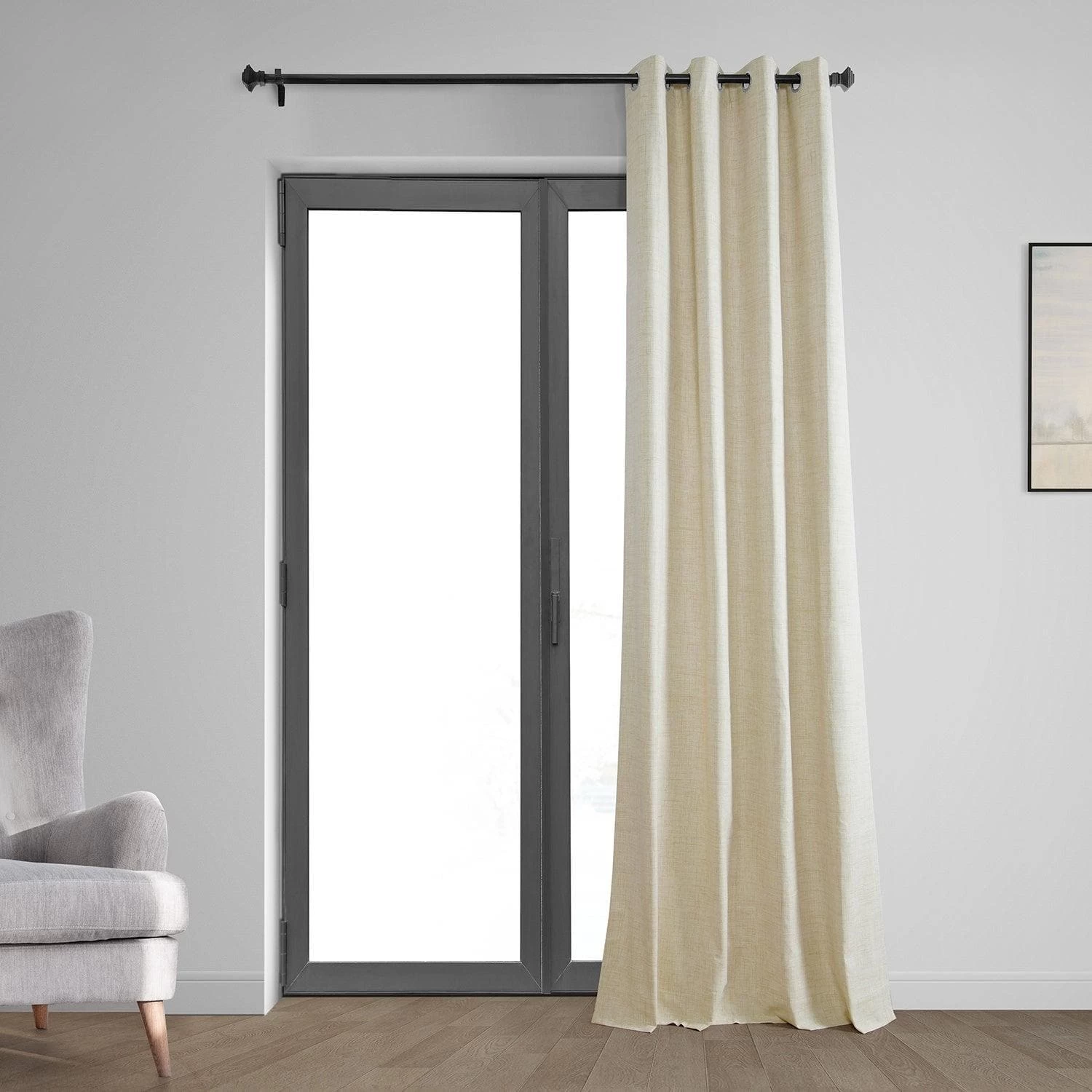 Natural Light Beige Grommet Thermal Cross Linen Weave Blackout Curtain 7 Natural Light Beige Grommet Thermal Cross Linen Weave Blackout Curtain - Image 5
