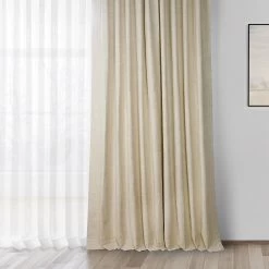 Natural Light Beige Grommet Thermal Cross Linen Weave Blackout Curtain 13 Natural Light Beige Grommet Thermal Cross Linen Weave Blackout Curtain -Chic Curtains Shop FLCW CBO192 GR 04