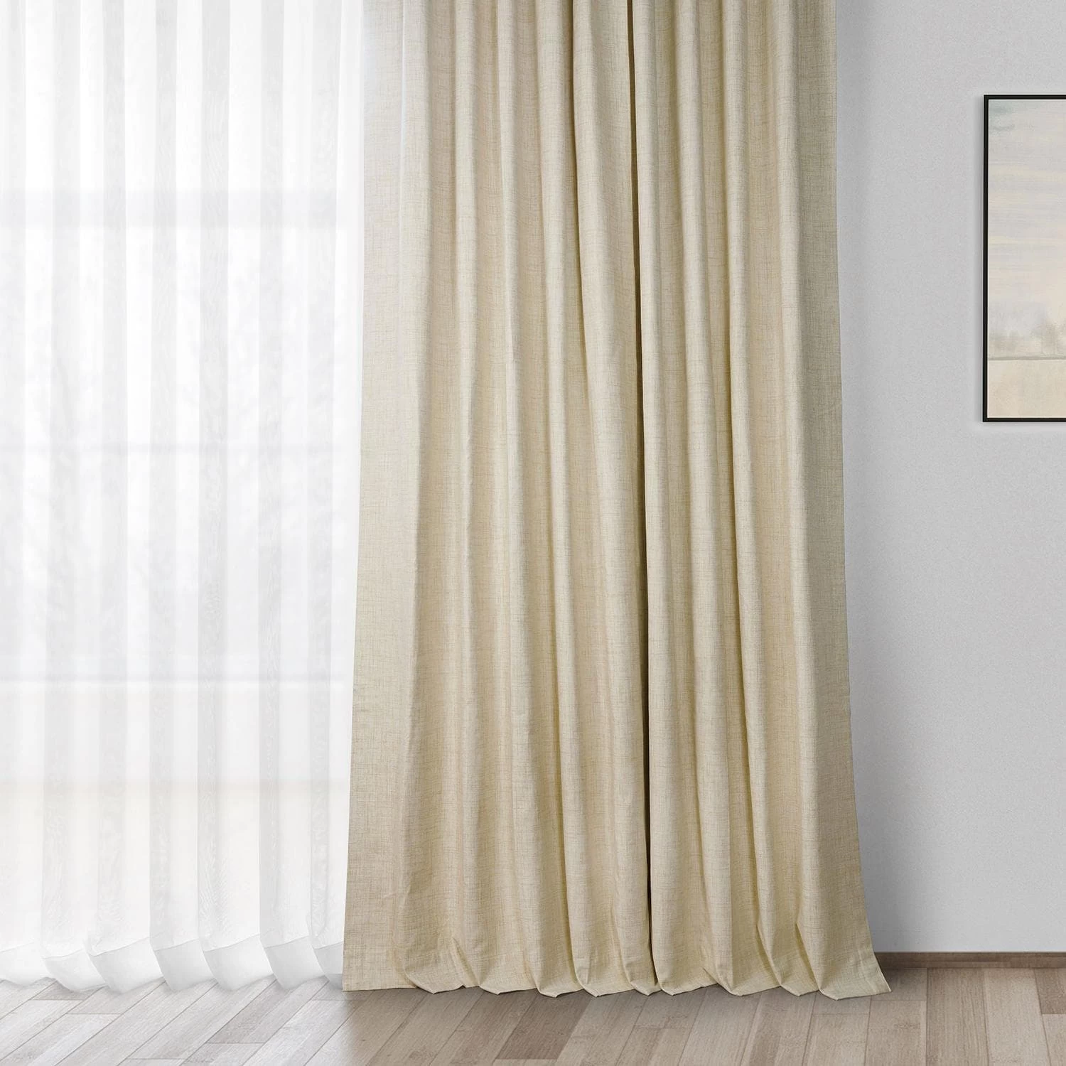 Natural Light Beige Grommet Thermal Cross Linen Weave Blackout Curtain 8 Natural Light Beige Grommet Thermal Cross Linen Weave Blackout Curtain - Image 6