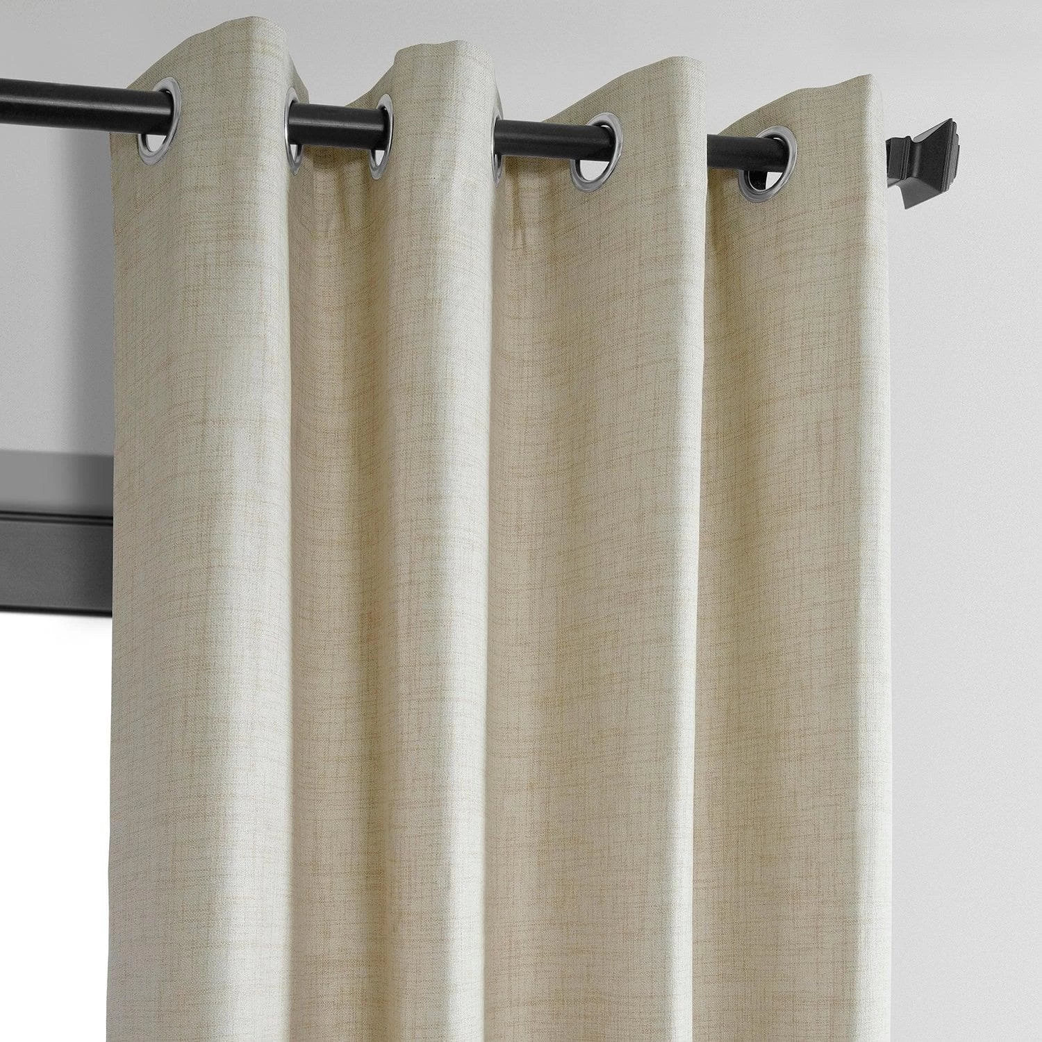 Natural Light Beige Grommet Thermal Cross Linen Weave Blackout Curtain 4 Natural Light Beige Grommet Thermal Cross Linen Weave Blackout Curtain - Image 2