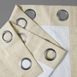Natural Light Beige Grommet Thermal Cross Linen Weave Blackout Curtain 10 Natural Light Beige Grommet Thermal Cross Linen Weave Blackout Curtain -Chic Curtains Shop FLCW CBO192 GR 06
