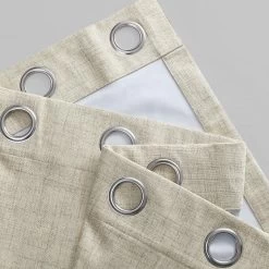 Toasted Tan Grommet Thermal Cross Linen Weave Blackout Curtain -Chic Curtains Shop FLCW CBO193 GR 58715 2