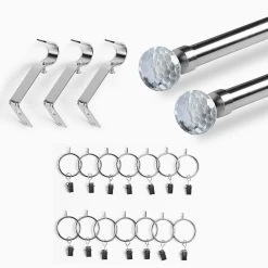 Glass Sphere Prism Nickel Extendable Metal Rod Set -Chic Curtains Shop HDW LTF3523N 83678 4