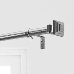 Modern Square Nickel Extendable Metal Rod Set