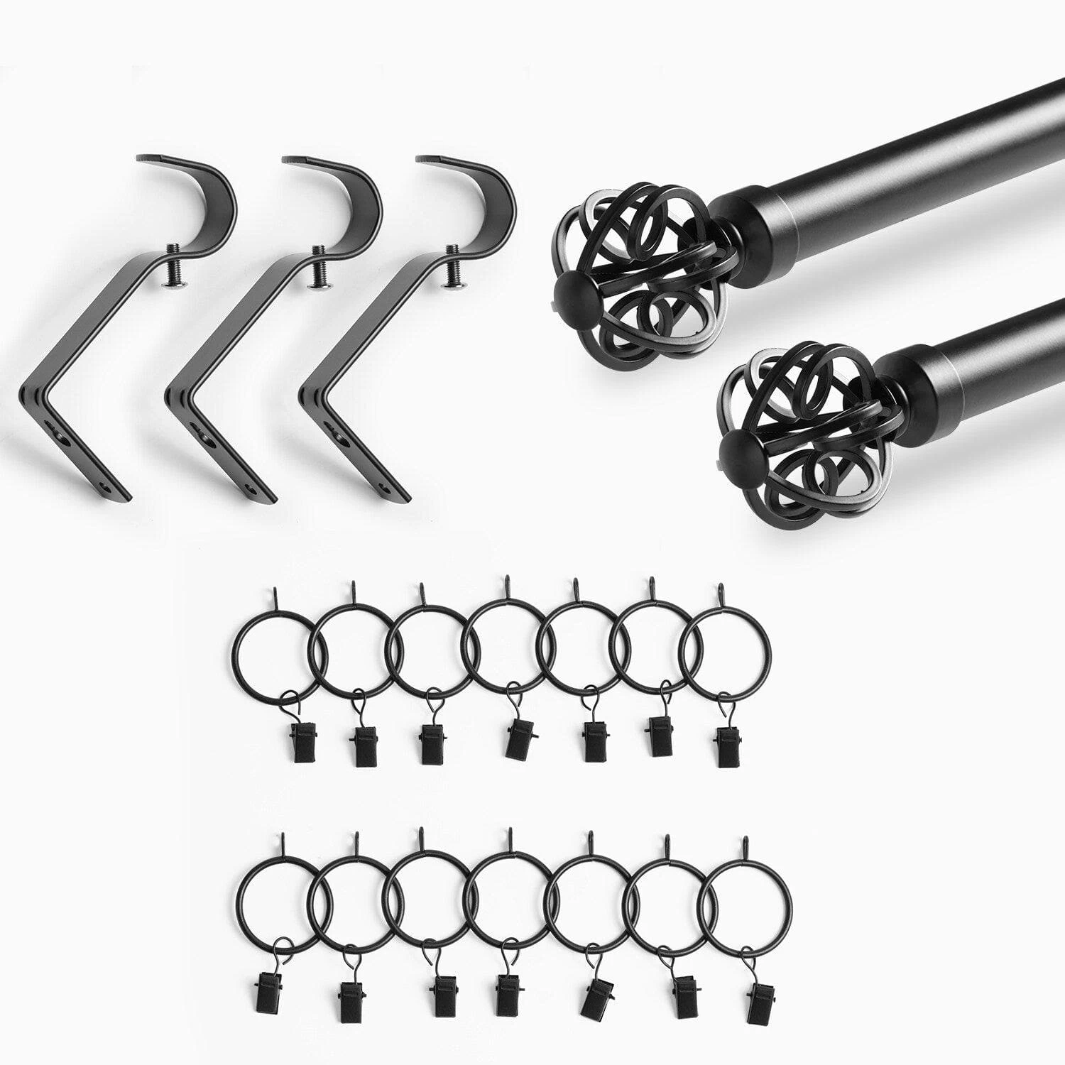 Modern Orb Matte Black Extendable Metal Rod Set 6 Modern Orb Matte Black Extendable Metal Rod Set - Image 4