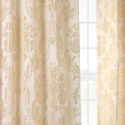 Magdelena Champagne Beige Faux Silk Jacquard Curtain -Chic Curtains Shop JQCH 20122010 alt1