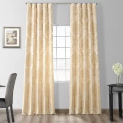 Magdelena Champagne Beige Faux Silk Jacquard Curtain
