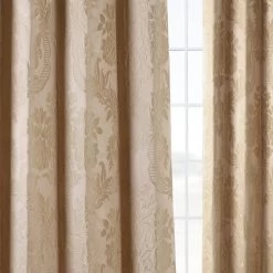 Magdelena Beige & Gold Faux Silk Jacquard Curtain -Chic Curtains Shop JQCH 20122011 alt1