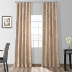 Magdelena Beige & Gold Faux Silk Jacquard Curtain