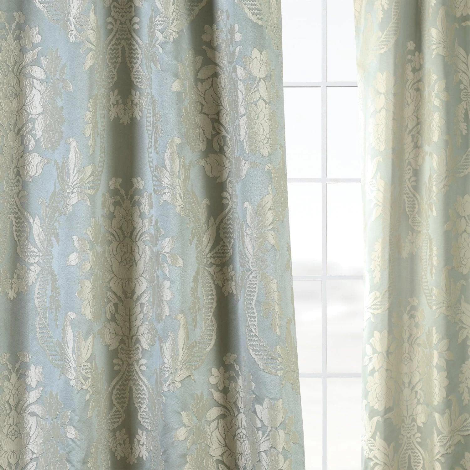 Magdelena Blue & Steel Faux Silk Jacquard Curtain 8 Magdelena Blue & Steel Faux Silk Jacquard Curtain - Image 6