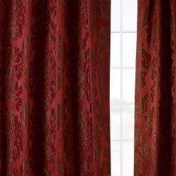 Astoria Red & Bronze Faux Silk Jacquard Curtain -Chic Curtains Shop JQCH 201268 alt1