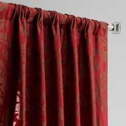 Astoria Red & Bronze Faux Silk Jacquard Curtain -Chic Curtains Shop JQCH 201268 4624 3