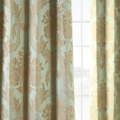 Magdelena Jade & Gold Faux Silk Jacquard Curtain -Chic Curtains Shop JQCH 201272 36407 4