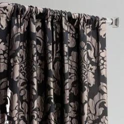 Astoria Black & Pewter Faux Silk Jacquard Curtain -Chic Curtains Shop JQCH 201301 4612 3