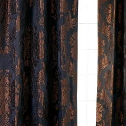 Magdelena Black & Copper Faux Silk Jacquard Curtain 13 Magdelena Black & Copper Faux Silk Jacquard Curtain -Chic Curtains Shop JQCH 201302 alt1