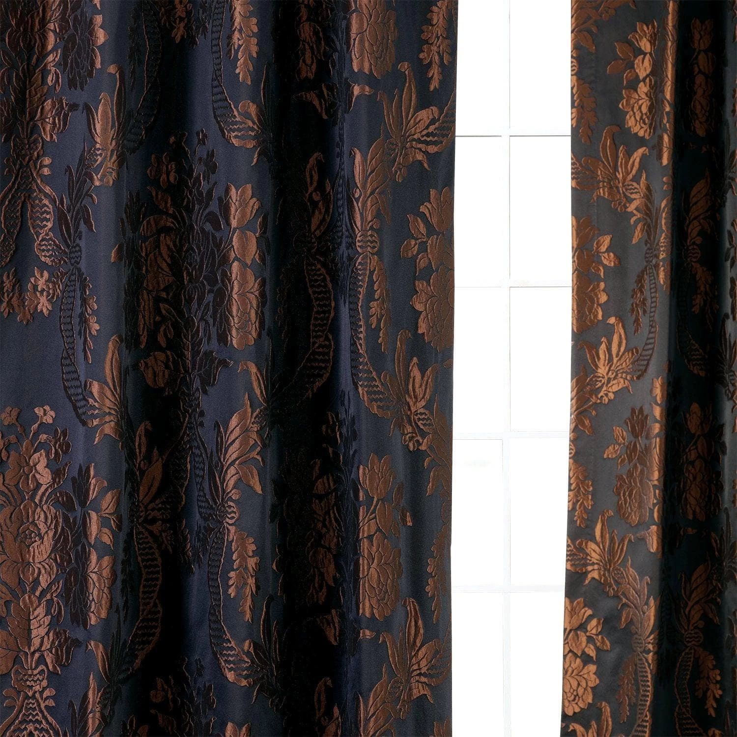 Magdelena Black & Copper Faux Silk Jacquard Curtain 8 Magdelena Black & Copper Faux Silk Jacquard Curtain - Image 6