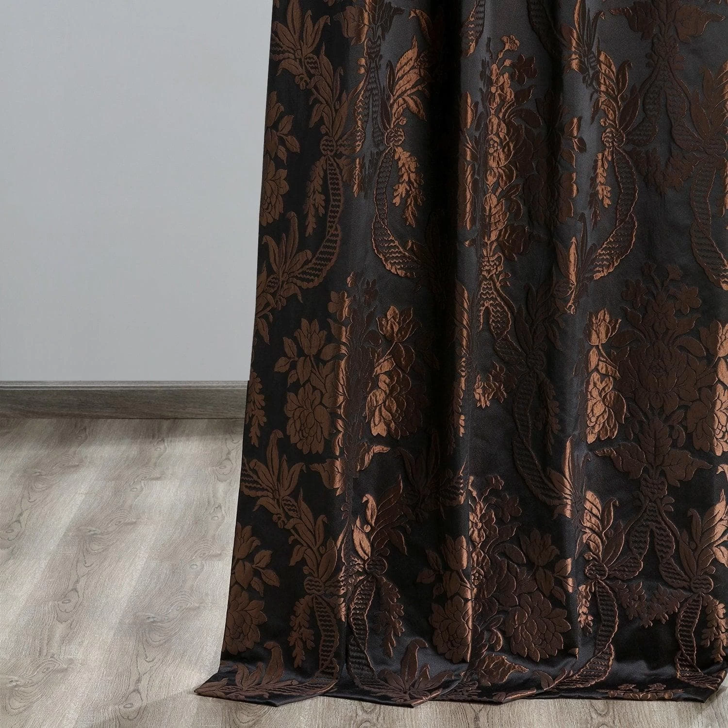 Magdelena Black & Copper Faux Silk Jacquard Curtain 7 Magdelena Black & Copper Faux Silk Jacquard Curtain - Image 5