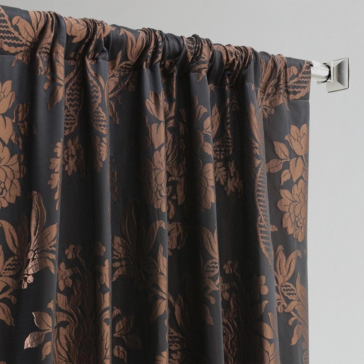 Magdelena Black & Copper Faux Silk Jacquard Curtain 5 Magdelena Black & Copper Faux Silk Jacquard Curtain - Image 3