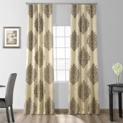 Ellaria Silver & Ivory Faux Silk Jacquard Curtain