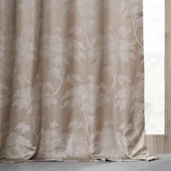 Sequoia Sand Beige Faux Silk Jacquard Curtain -Chic Curtains Shop JQCH RA197605 74891 4