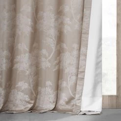 Sequoia Sand Beige Faux Silk Jacquard Curtain -Chic Curtains Shop JQCH RA197605 74891 5