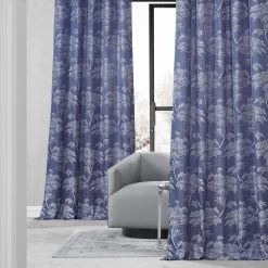 Sequoia Cobalt Blue Faux Silk Jacquard Curtain 13 Sequoia Cobalt Blue Faux Silk Jacquard Curtain -Chic Curtains Shop JQCH RA197609 74892