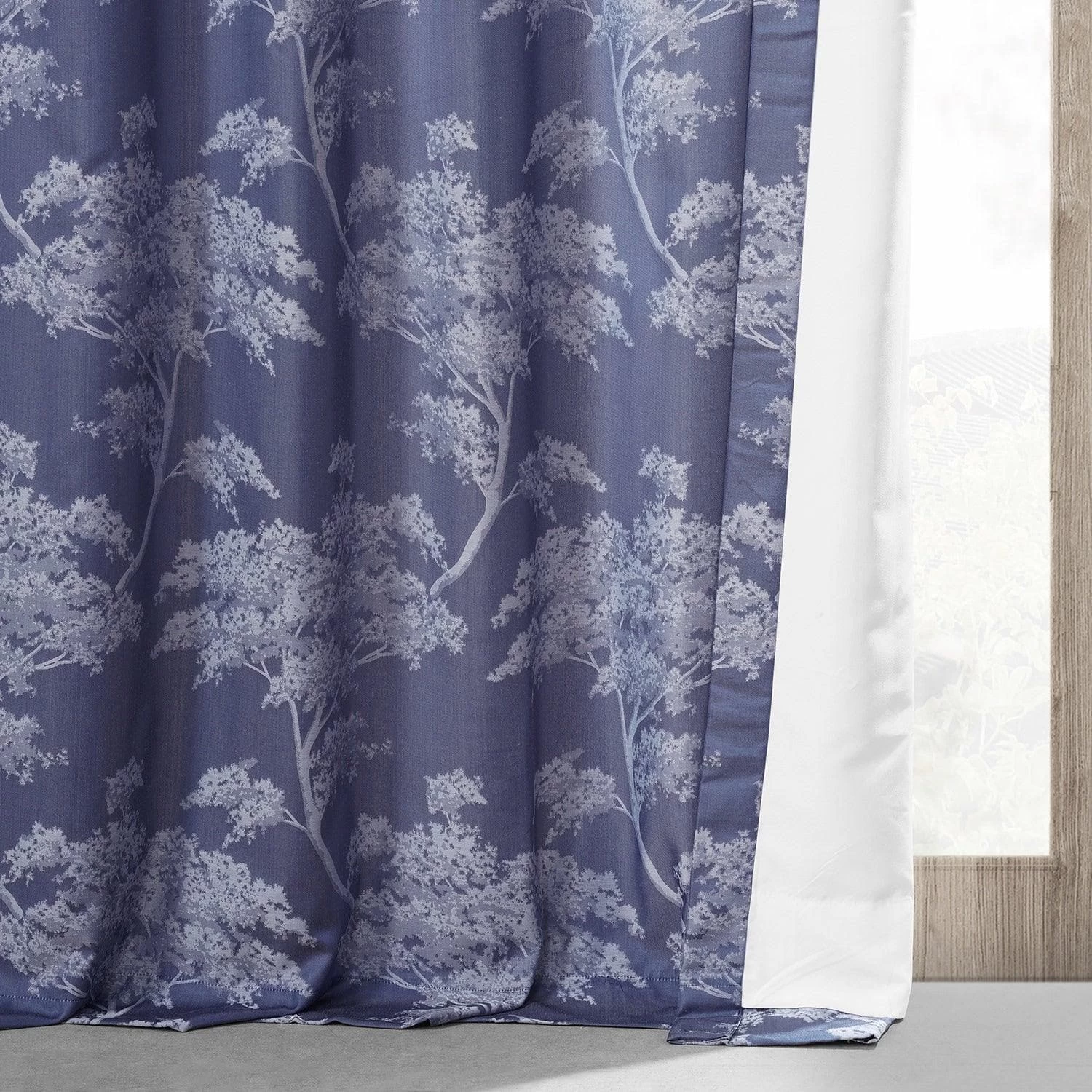 Sequoia Cobalt Blue Faux Silk Jacquard Curtain 6 Sequoia Cobalt Blue Faux Silk Jacquard Curtain - Image 4