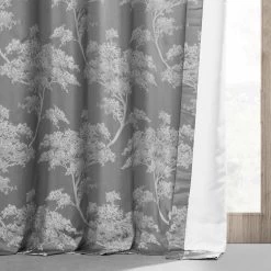Sequoia Silver Grey Faux Silk Jacquard Curtain -Chic Curtains Shop JQCH RA197615 74893 5