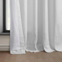 Bright White Euro Linen Curtain -Chic Curtains Shop LNCH EGB8041032 lining view